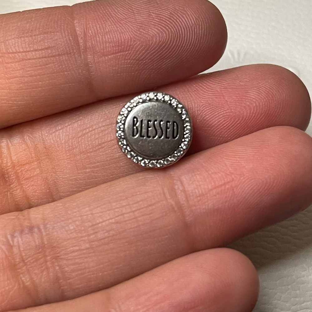 Sterling Silver Blessed Pandora Charm with Rhinestones
